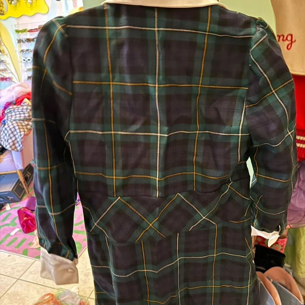 Paul & Joe made in France  green plaid mini dress with collar sz 36 new - Picture 6 of 8